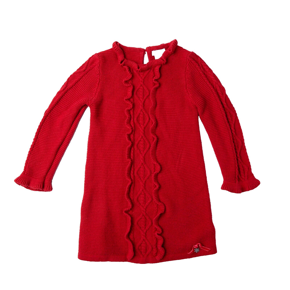 Tahari Baby Sweater Dress Toddler Girls 3T Red Knit Casual Winter Long Sleeve